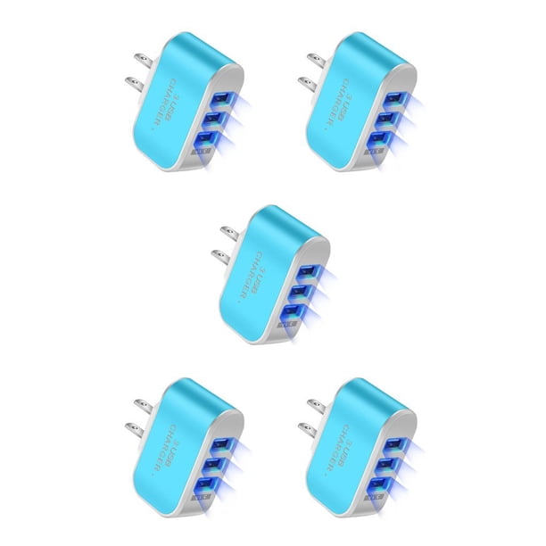 Methold Enchufe de EE. UU. de teléfono USB 3 puertos LED 110V Adaptador de carga de tableta Protección de circuito de viaje Bloque de oficina Type5 NO5