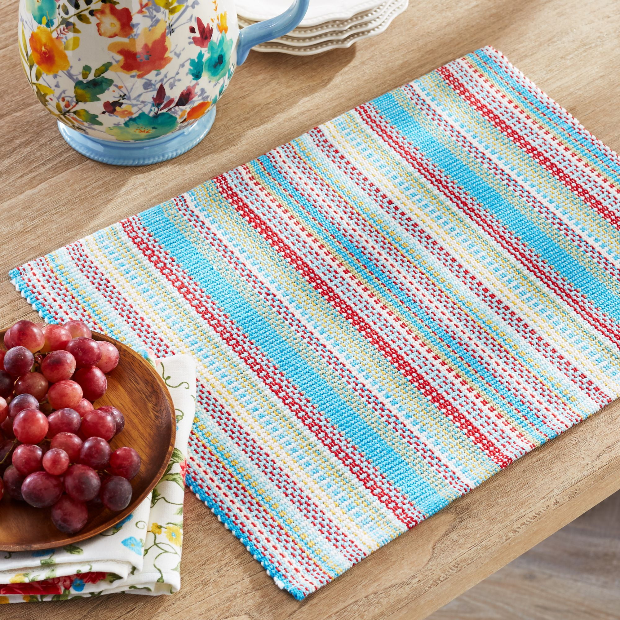 (2 pack) The Pioneer Woman Classic Chunky Stripe Placemat, Multicolor, 19"W x 14"L