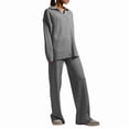 thumbnail image 1 of Conjuntos de Dos Piezas para Mujer, Sudadera de Larga con Cuello en V y Pantalones Anchos, Conjuntos de Chándal para Estar en Casa Gris M, 1 of 8