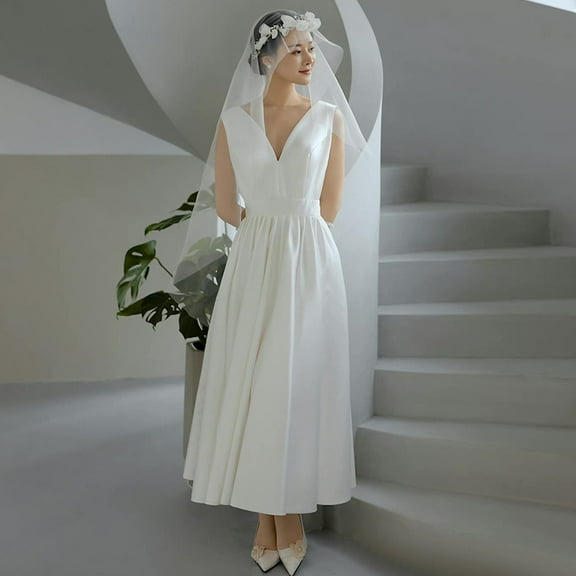 French Style Light Wedding Dress 2025 New Bride Satin Engagement Dress Forest Retro Simple Going Out Dress for Petite Women