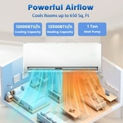 9000BTU Mini Split Air Conditioner Heat Pump,19 SEER2 115V Split ac unit with Remote AC Cool Up to 650 Sq. Ft,Variable Frequency Cooling and Heating，R32 Refrigerant & Installation Kit, White