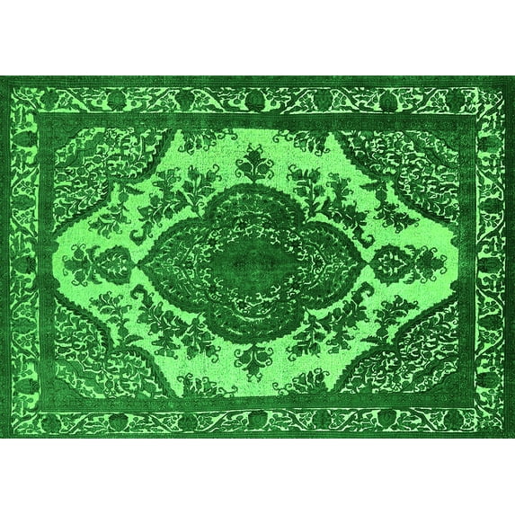 Ahgly Company Indoor Rectangle Oriental Green Industrial Area Rugs, 2' x 3'
