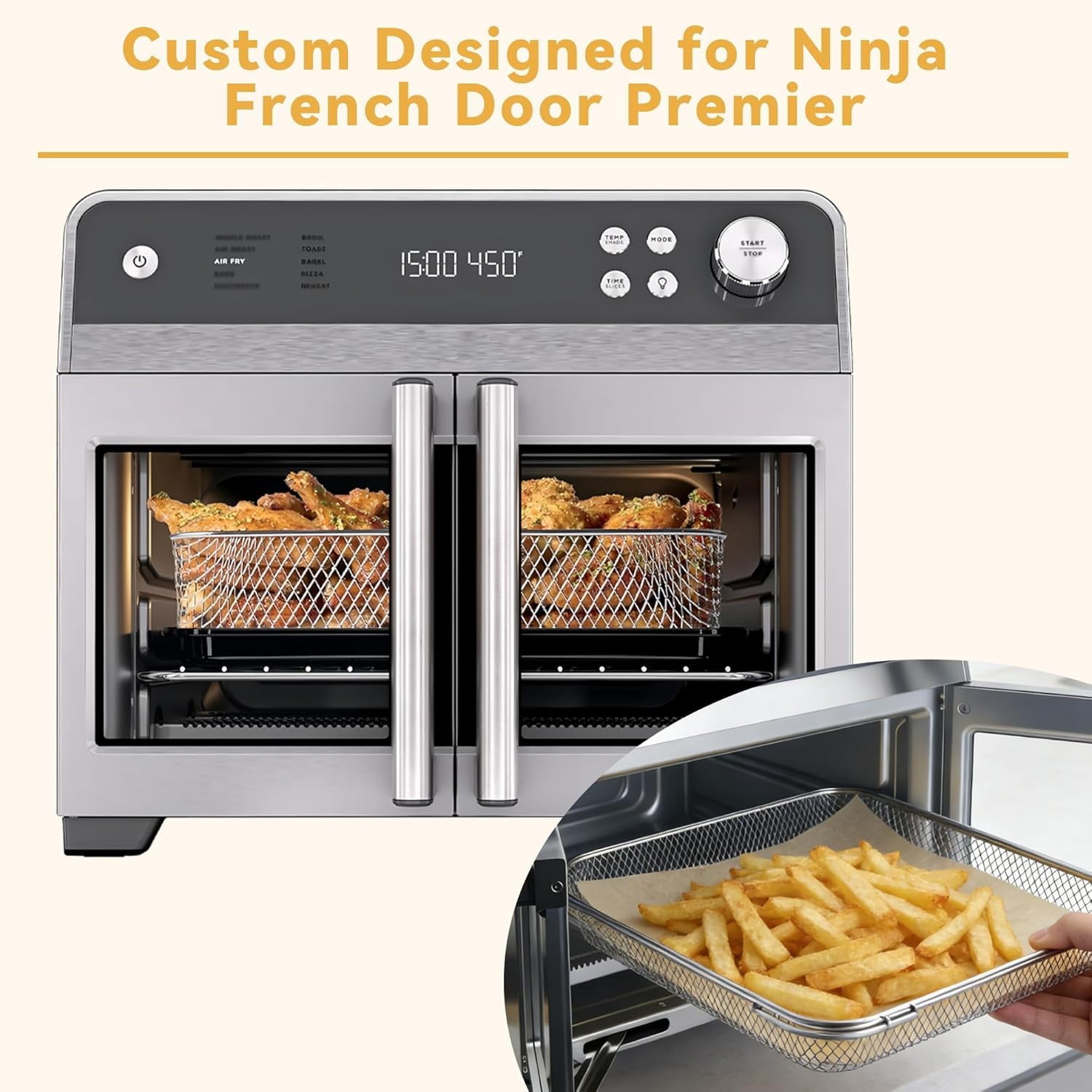 Non-Stick Parchment Paper Sheets for Air Fryer & Oven, 100PCS Disposable Baking Liners, Easy Clean, Heat Resistant, Compatible with Ninja French Door Oven FO101