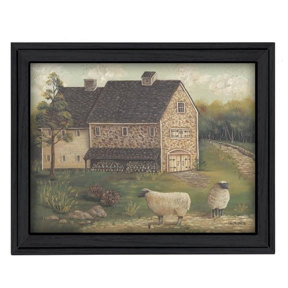 Trendy Decor4U "Stone Barn" By Pam Britton, Printed Wall Art, Ready To Hang Framed Poster, Black Frame