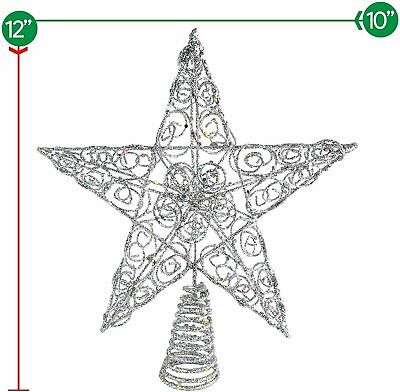 Black Tree Top Star With LED Lights & Timer For Christmas