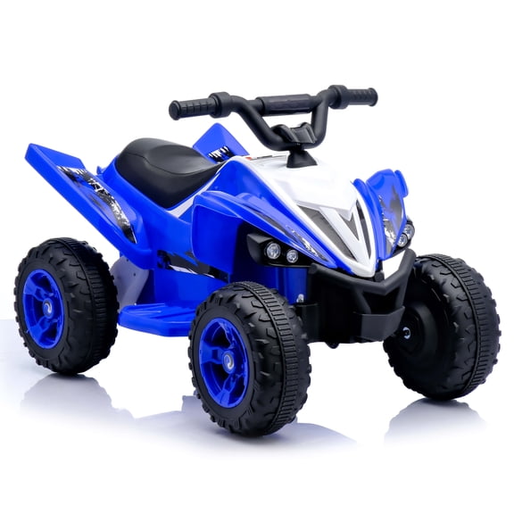 Anykoon 12V Kids ATV 4-Wheel Electric Ride On Toy, Dual 380 Motors, 4.5AH Battery, Bluetooth Music, LED Lights, Slow Start, Forward & Reverse, Boys Girls 3-6, Blue