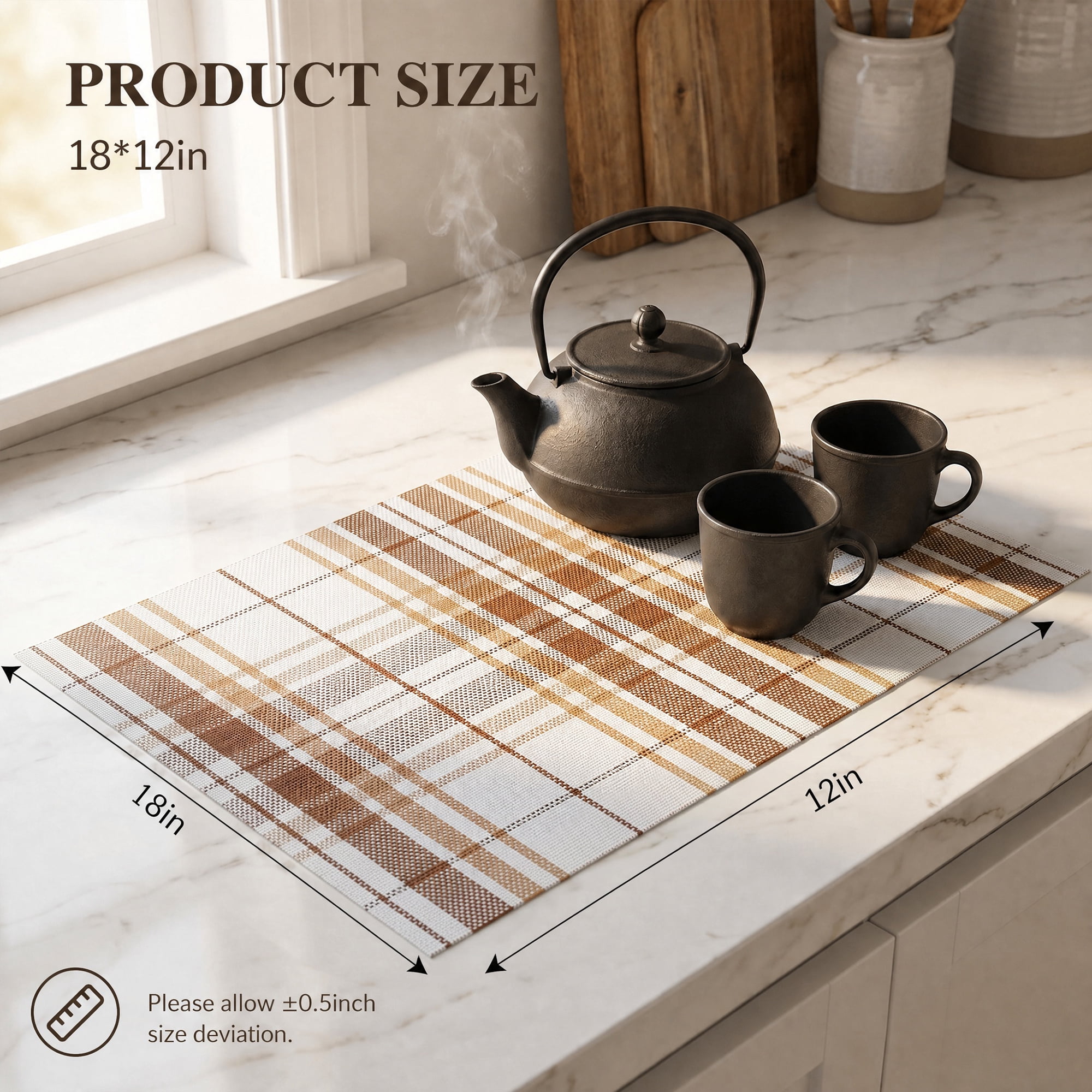 Unique Bargains Placemats Set of 6 Placemats for Kitchen Dining Table Washable Orange