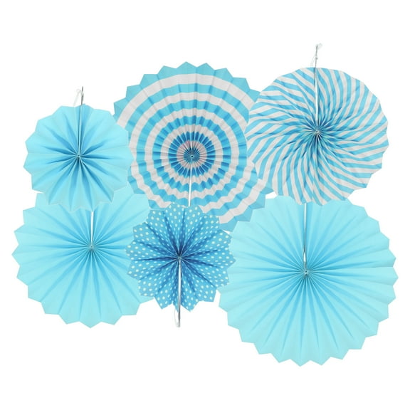 Uxcell Hanging Paper Fans Party Set 12Pcs Round Pattern Hanging Paper Fans Decoration for Home,Birthday Wedding(Blue)