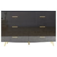 thumbnail image 6 of High Glossy Surface 6 Drawers Chest of Drawer with Golden Handle and Golden Steel Legs Black Color Vanity, 6 of 9