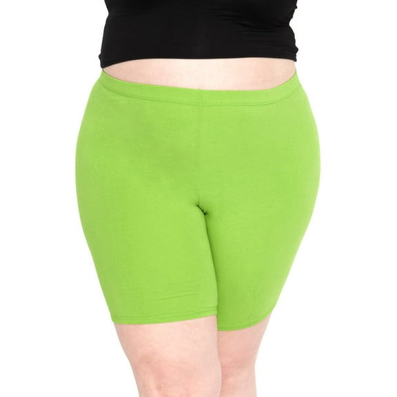 Stretch Is Comfort Women's Plus Size Cotton Biker Shorts Lime Green 3X