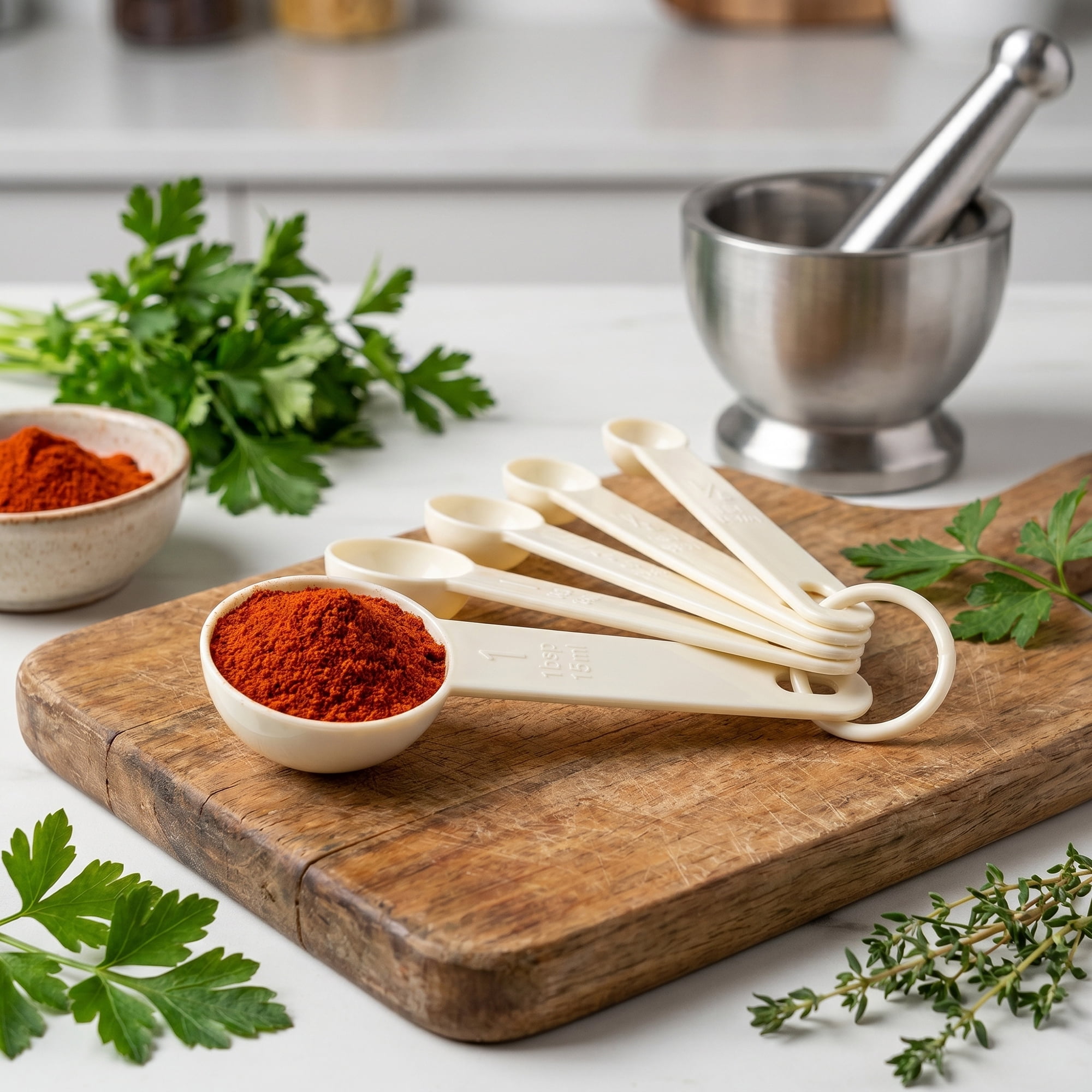 Unique Bargains Plastic Measuring Spoons for Dry Ingredients White 5Pcs