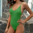 thumbnail image 2 of Ramiter Thong Bikini Swimsuit Women's One Piece Padded Swimsuits Exercise Racing Maillot Bathing Suit XL,Green, 2 of 5
