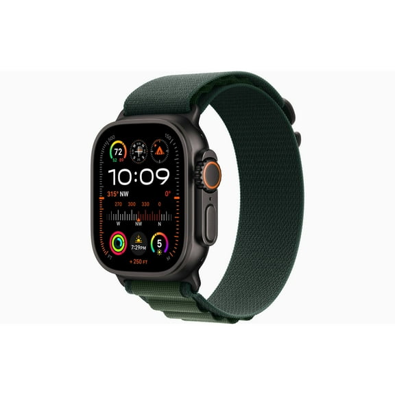 Restored Apple Watch Ultra 2 GPS   Cellular 49mm Black Titanium Case with Dark Green Alpine Loop Band - Small (Refurbished)