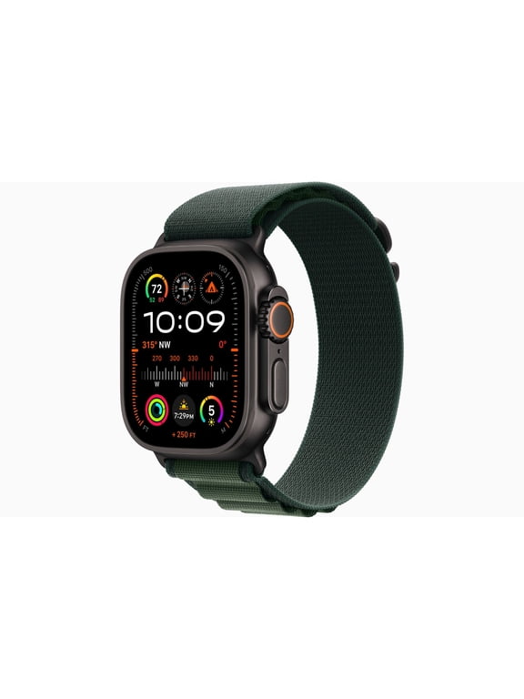 Restored Apple Watch Ultra 2 GPS + Cellular 49mm Black Titanium Case with Dark Green Alpine Loop Band - Small (Refurbished)