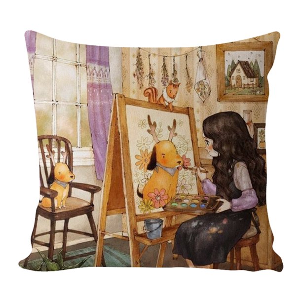 Funda Almohada Punto Cruz 17 72x17 72 Pulgadas Con Pintura Niña