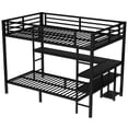 thumbnail image 4 of Full Over Twin Bunk Bed Frame with Charging Station and Desk, Heavy Duty Metal Beds Frame with Shelves and LED Light, Multiple Placement Bedframe for Bedroom, Mattress Not Included, Black, 4 of 9