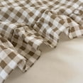 thumbnail image 6 of Tan Gingham Ruffle Queen Comforter Set, Taupe Ruffled Plaid Bedding Set, Ruffled Checked Bed Comforter 3 Pieces(Tan Gingham, Queen), 6 of 7