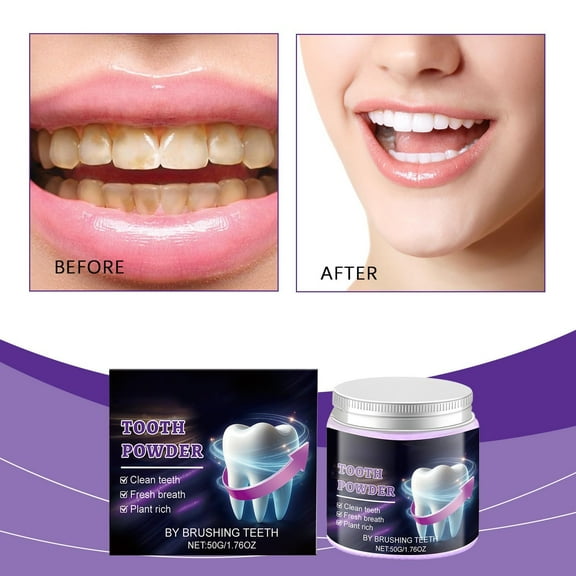 SDJMa Purple Teeth Brightening Powder | Stain Remover & Fresh Breath | Enamel-Safe Brightening Formula, 50g