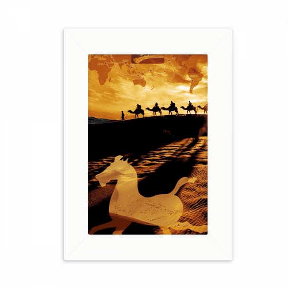 Desert Along the Way to the Silk Road Map Camel Desktop Photo Frame Picture Display Decoration Art Painting