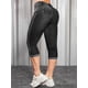 thumbnail image 3 of Jeans recortados para mujer Casual Verano Dobladillo rasgado Tiro medio Negro // Blanco 3X-Large, 3 of 5