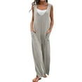thumbnail image 3 of Baqcunre Womens Jumpsuits Women Summer Wide Leg Jumpsuit Sleeveless V Neck Loose Jumpsuit Comfy Baggy Tank Romper With Pockets Womens Sweatpants Women'S Pants Grey XXL, 3 of 7