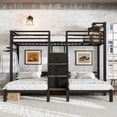 thumbnail image 3 of Newest Twin Over Twin Triple Metal Bunk Bed, Heavy-Duty 3-Bed Frame with Storage Stair Drawers for Bedroom, Black, 3 of 13