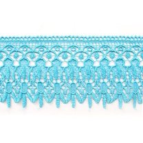 4.75" White Ivory Red Gold Lilac Gray Floral Scalloped Venice Lace Guipure Trim (Turquoise)