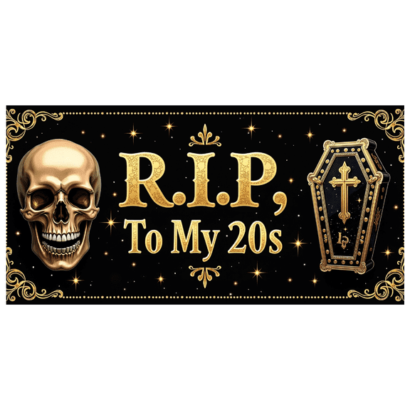 LUUFILx RIP To My 20's Celebration Banner Skulls Party Decoration Birthday Backdrop Perfect Background for Halloween Photoshoot Party Supplies Festive Decor