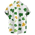 thumbnail image 4 of Camisetas de Lino para Hombres Cuello de Vuelta Impresión Día de San Patricio Manga Corta, Blusa Botón Casual, 4 of 8
