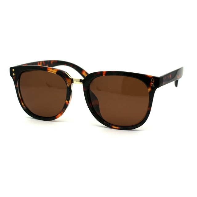 Polarized Womens Hipster Horn Rim Metal Bridge Plastic Sunglasses Tortoise Brown