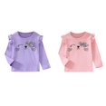 thumbnail image 1 of (Lot de 2) Rinsvye T-Shirt à Col Rond Doux pour Tout-Petits Sans Bretelles pour Filles Hauts Confort Basique Manches Longues T-Shirt Imprimé Manches Longues T-Shirt Manches Longues Blouse, 1 of 4