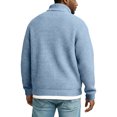 thumbnail image 4 of Huankd Men Quarter Zip Pullover Sweaters Casual Stand Collar Thermal Long Sleeve Sweatshirt 1/4 Zipper Winter Warm Polo Sweater Light Blue L, 4 of 5