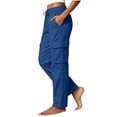 thumbnail image 4 of Bosfbaoi Cargo Pants for Women Elastic Drawstring High Waist Straight Leg Casual Work Pants with Multi Pockets, 4 of 6