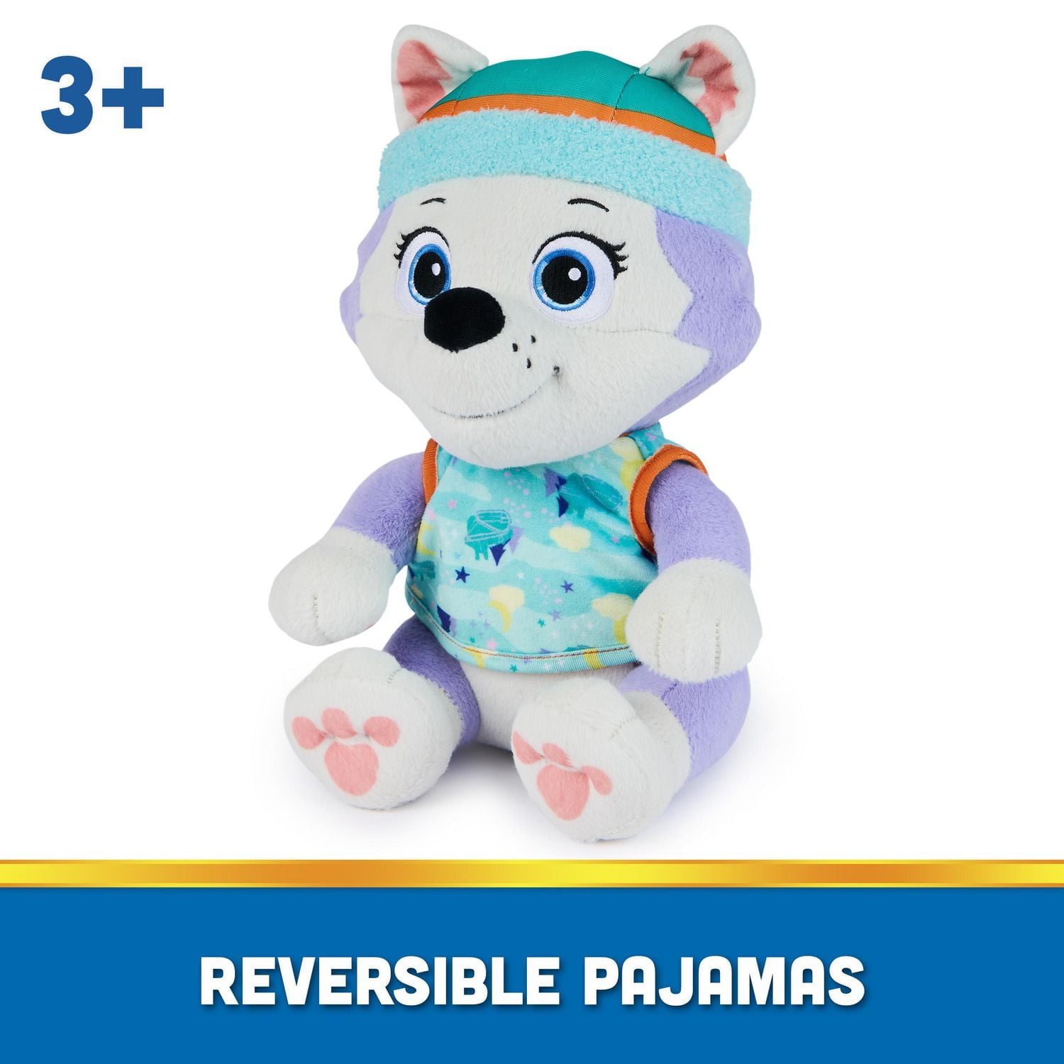 PAW Patrol, Bedtime Plush Everest, 10-Inch Stuffed Animal with Reversible Outfit, Kids Toys for Boys & Girls Ages 3 and Up