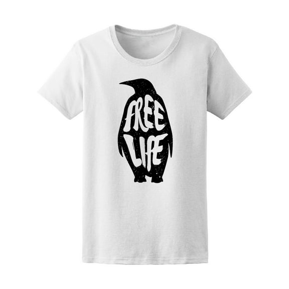 "Free Life" Penguin T-Shirt Men -Image by Shutterstock, Male Large