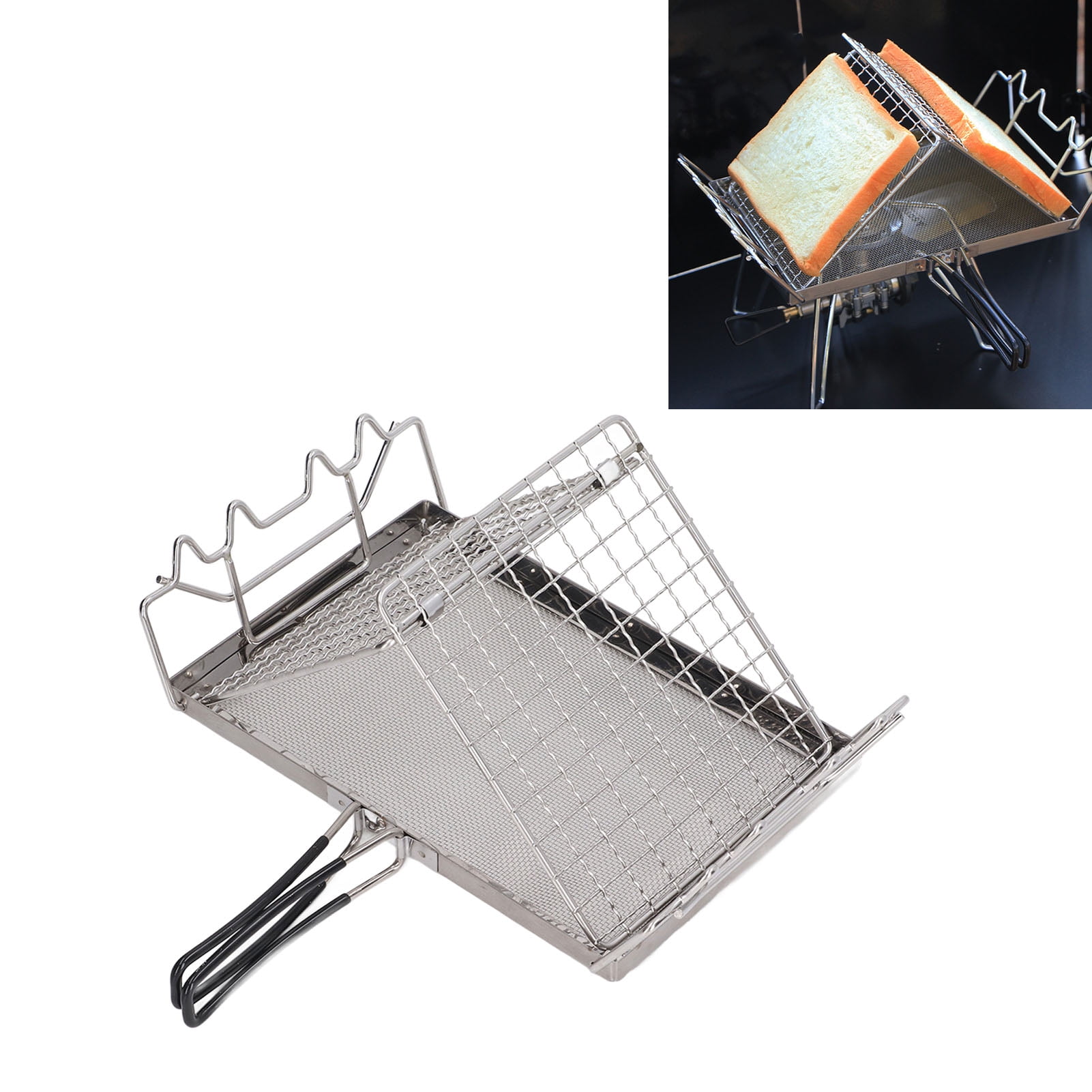 NFTIGB Camping Stove Toaster Foldable Portable Stainless Steel Outdoor Stovetop Toaster for Picnic Backpacking (10 inches / 25.4 cm)