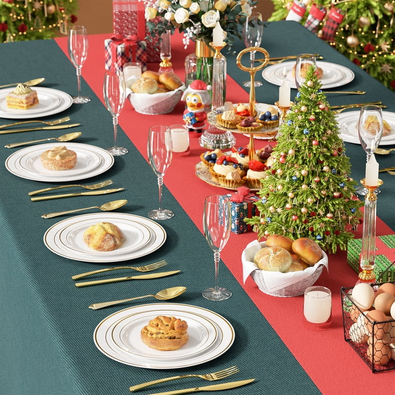 GPED 60-Pack Gold Rimmed Plastic Plates Set photo 2