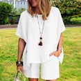 thumbnail image 5 of WAYUTE Womens Sets 2 Piece Outfits Ladies Loose Cozy Casual Round Neck Solid Color Cotton Shorts Trendy Outdoor Activities Summer Outfit, 5 of 5