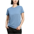 thumbnail image 6 of QATAINLAV Women's Short Sleeve T-Shirts Quick Dry Athletic Running Workout Tees Shirts Summer Training Yoga Rash Guard Tops Light Blue XL Today's Lightning Sales, 6 of 7