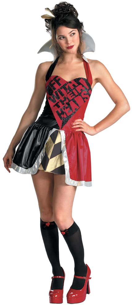 Girls Teen Queen of Hearts Costume Wonderland Fancy Dress Halloween Deluxe Alice