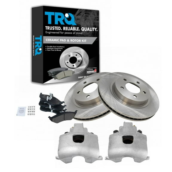 TRQ Front Brake Pad & Rotor Kit Brake Caliper Brake Pads Brake Rotor Ceramic Fits Select 1999-2004 Chrysler 300M 1998-1999 Concorde Dodge Intrepid