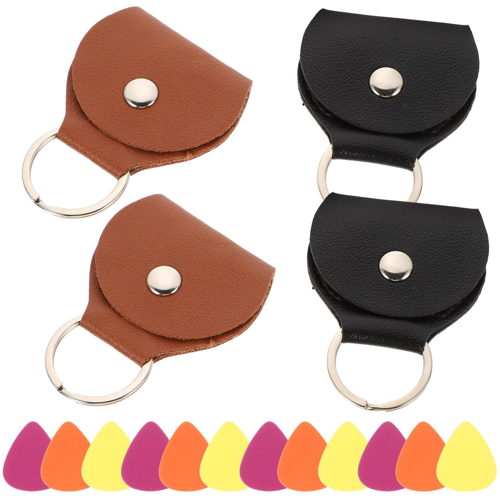 NUOLUX  Keychain Guitar Pick Storage Bag Premium PU for Guitar 5Sets