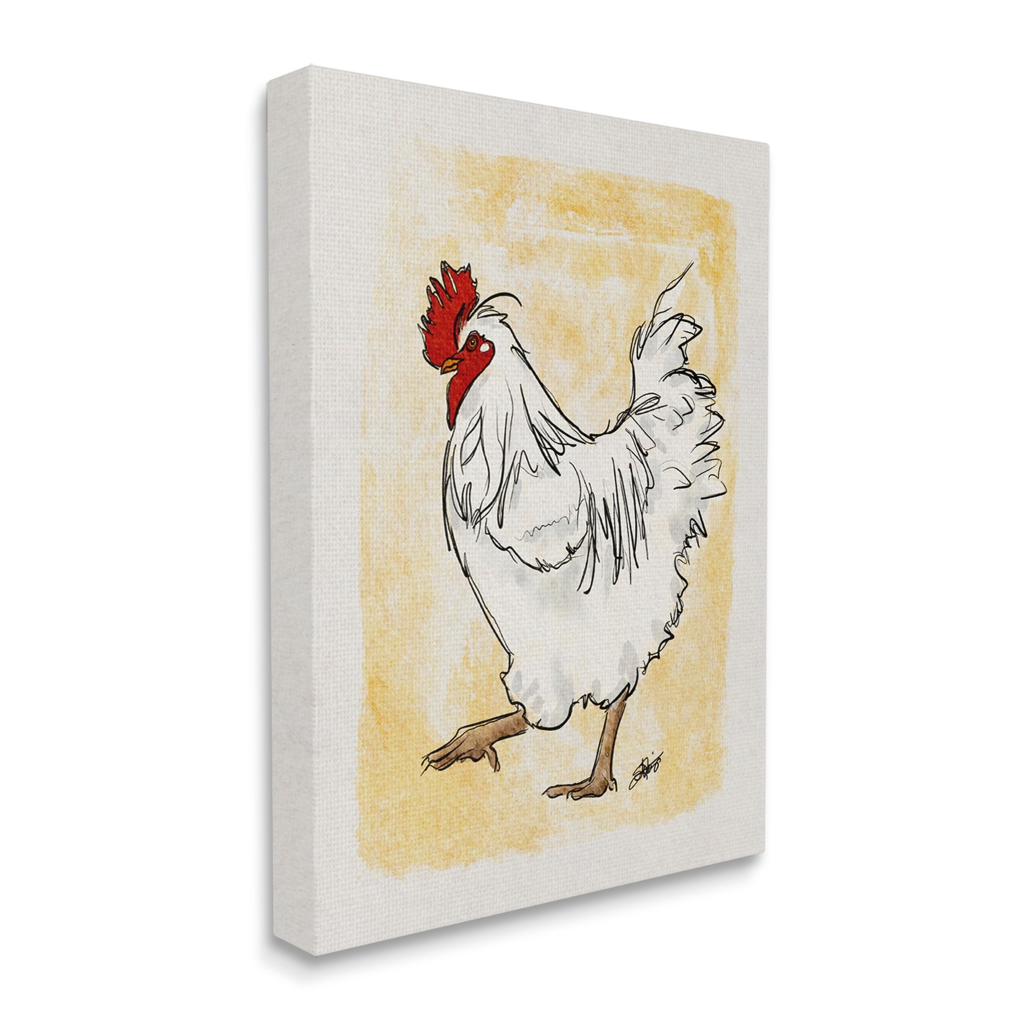 Stupell Yellow Country Chicken Portrait Animals & Insects Painting Gallery Wrapped Canvas Print Wall Art