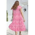 thumbnail image 4 of Fantaslook Dresses for Women Summer Casual Boho Dress Floral Print Ruffle Sleeve Midi Beach Dresses, 4 of 7
