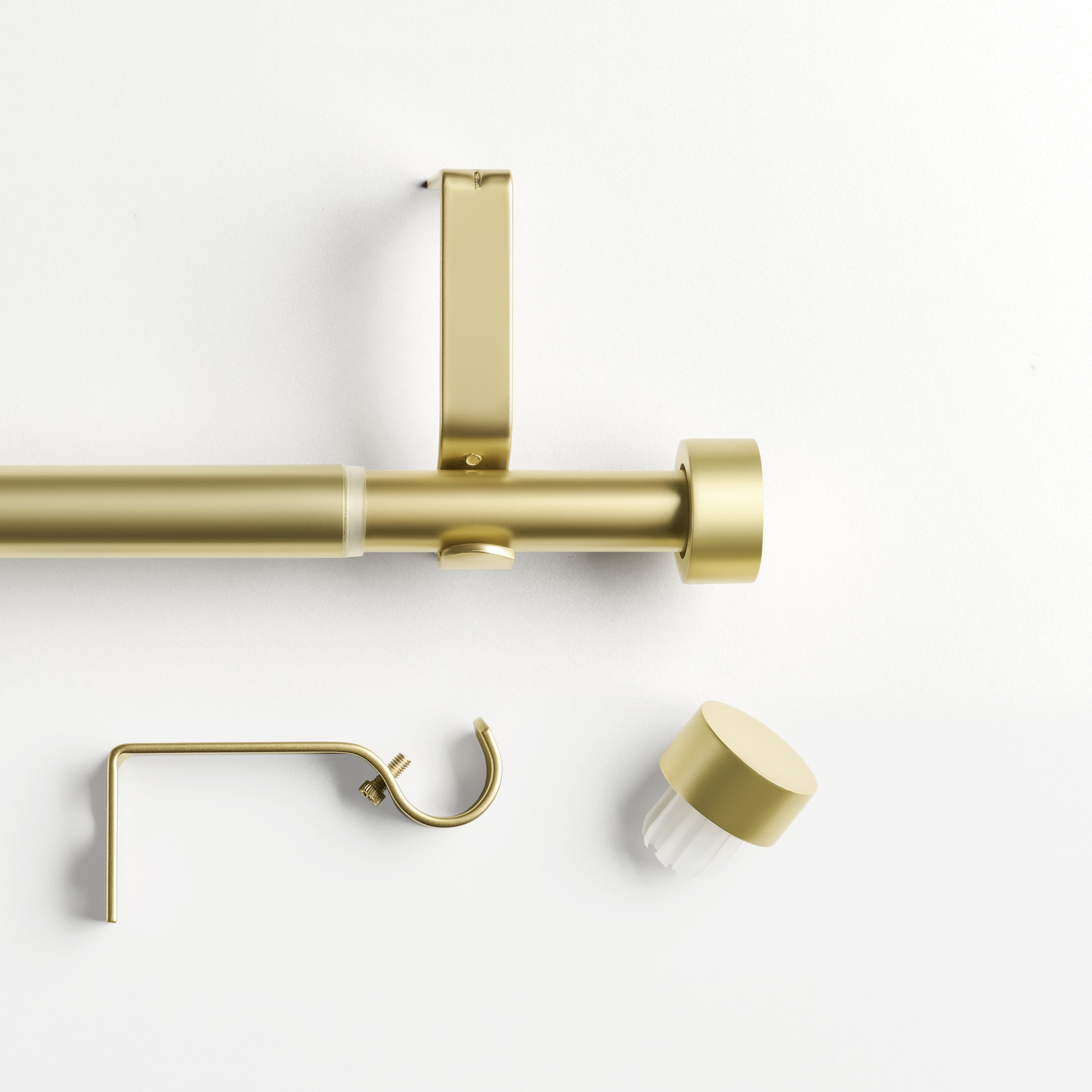 Muuphra Modern 1" Matte Gold End Cap Adjustable Single Curtain Rods,30"-60"