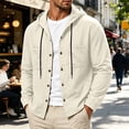 thumbnail image 2 of XuJwPNcy Mens T-Shirts Long Sleeve Button Down Shirts Shacket Drawstring Hooded Tops Breathable Work Clothes with Pockets, 2 of 7