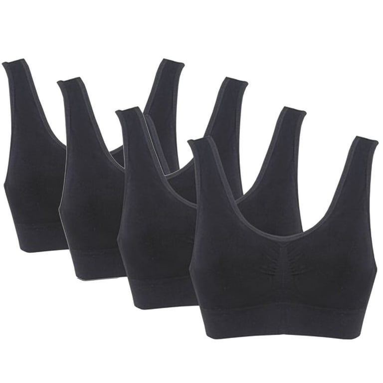 Elbourn Plus Size Sleep Bras for Women Comfort Seamless Wireless Stretchy  Sports Bra Yoga Bras with Removable Pads 5 Pack