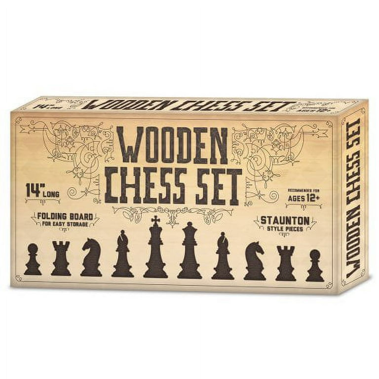  A&A 15 inch Wooden Folding Chess & Checkers Set w/ 3 inch King  Height Staunton Chess Pieces / 2 Extra Queens / 2 in 1 Board Game : Toys &  Games