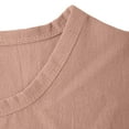 thumbnail image 5 of Women's Summer Short Sleeve Round Neck Linen Dress Tops Shirts Tunics Solid Color Casual Daily Wear Vacation Beach Travel Fashion Essential Gift for Women | Sopatenor,Pink XL, 5 of 8