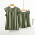 thumbnail image 2 of Jxximdong Pajamas for Women Set Summer Solid Color Casual Drawstring Shorts Short Sleeve Sets Army Green Loungewear XXXXXXXL, 2 of 5